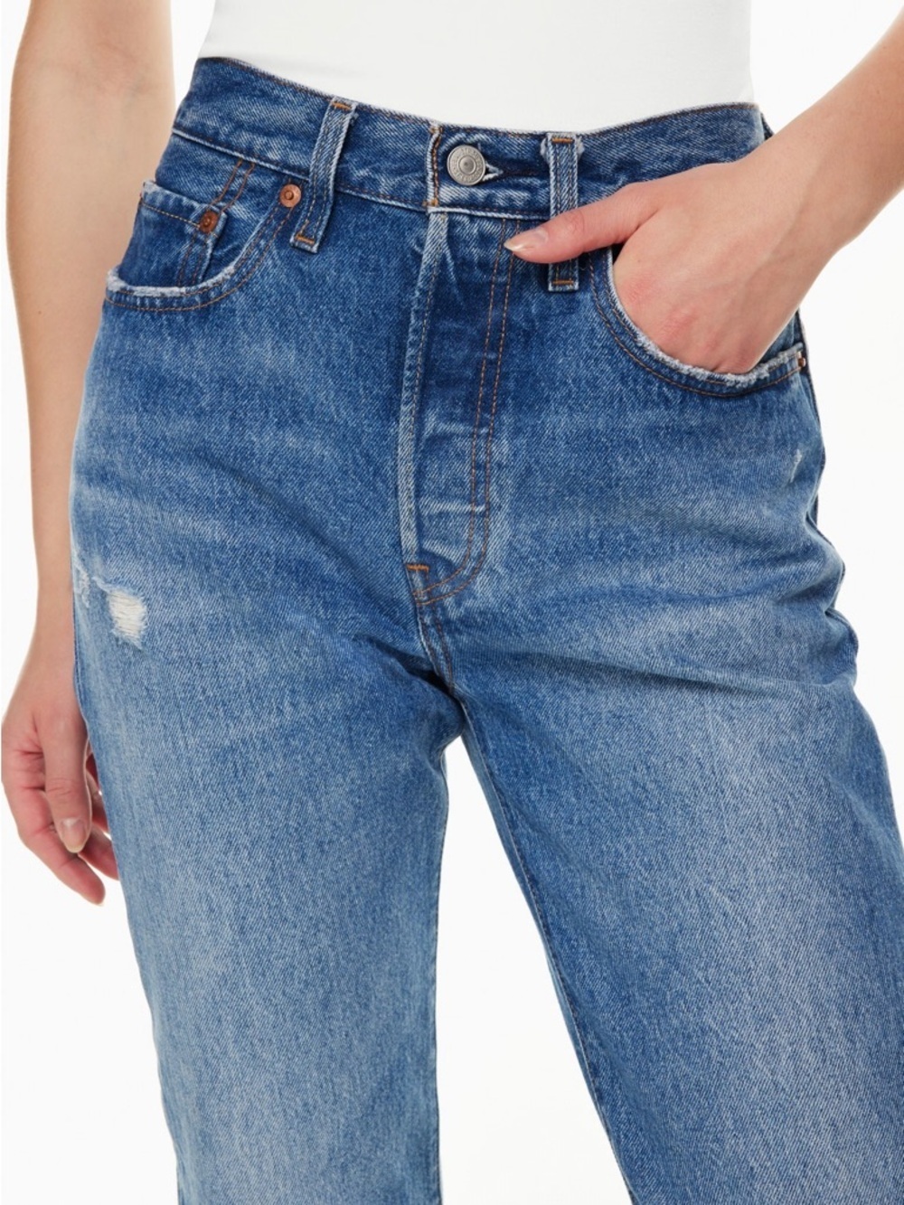 Levi's 501 High-Rise Blue Straight Jeans - Picture 2 of 12